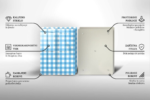 Zaščitna plošča za štedilnik Modro-bel karo vzorec
