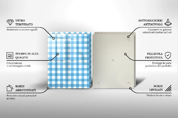 Zaščitna plošča za štedilnik Modro-bel karo vzorec