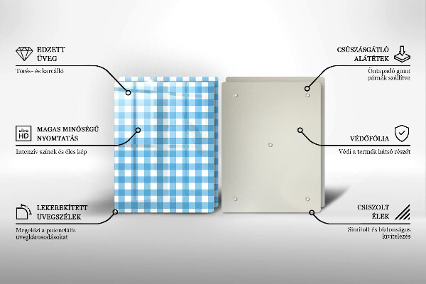 Zaščitna plošča za štedilnik Modro-bel karo vzorec