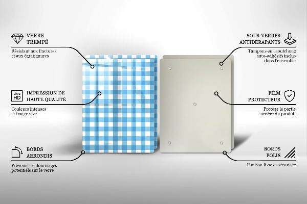 Zaščitna plošča za štedilnik Modro-bel karo vzorec