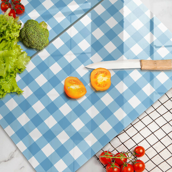 Zaščitna plošča za štedilnik Modro-bel karo vzorec