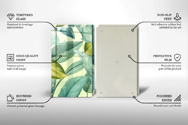 Zaščitna plošča za štedilnik Zeleni tropski listi