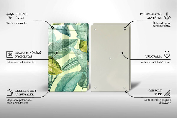 Zaščitna plošča za štedilnik Zeleni tropski listi