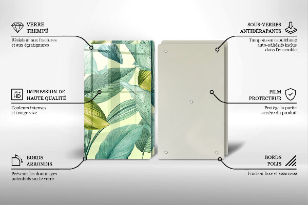 Zaščitna plošča za štedilnik Zeleni tropski listi