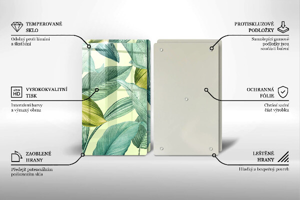 Zaščitna plošča za štedilnik Zeleni tropski listi