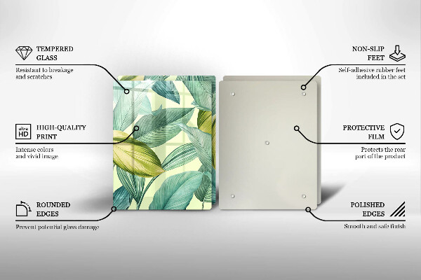 Zaščitna plošča za štedilnik Zeleni tropski listi