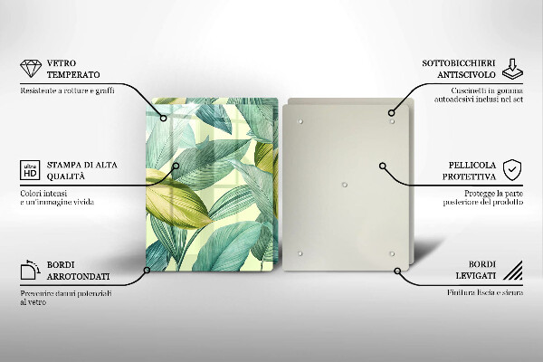 Zaščitna plošča za štedilnik Zeleni tropski listi
