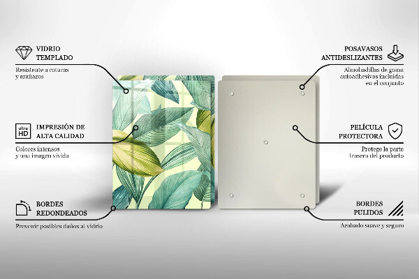 Zaščitna plošča za štedilnik Zeleni tropski listi