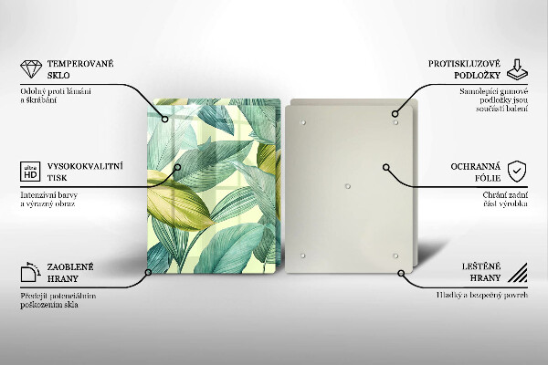 Zaščitna plošča za štedilnik Zeleni tropski listi