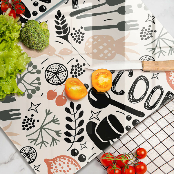 Zaščitna plošča za štedilnik Motiv risane kuhinje