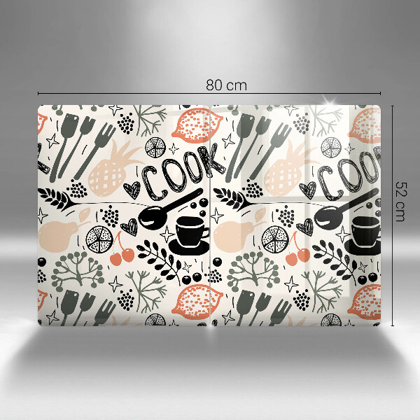 Zaščitna plošča za štedilnik Motiv risane kuhinje