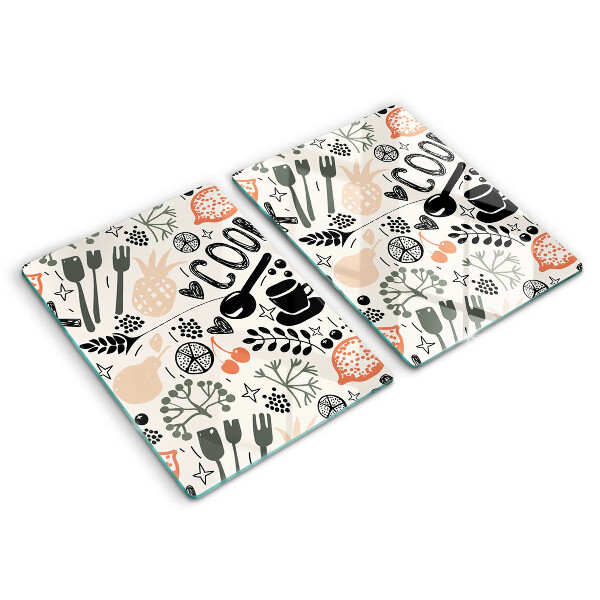 Zaščitna plošča za štedilnik Motiv risane kuhinje