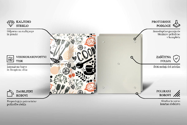 Zaščitna plošča za štedilnik Motiv risane kuhinje