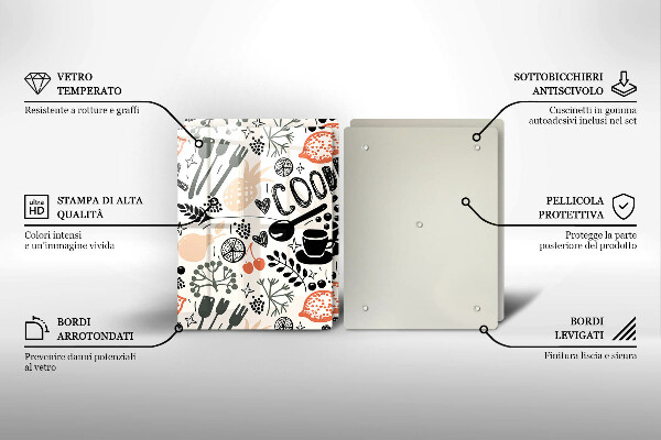 Zaščitna plošča za štedilnik Motiv risane kuhinje