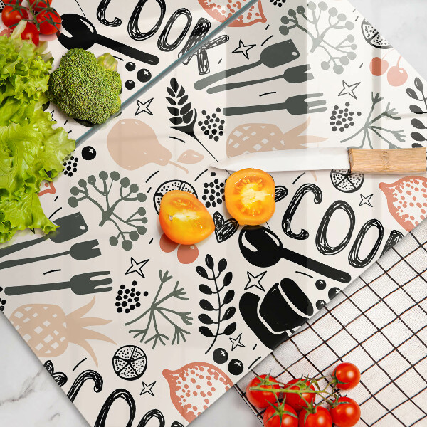 Zaščitna plošča za štedilnik Motiv risane kuhinje