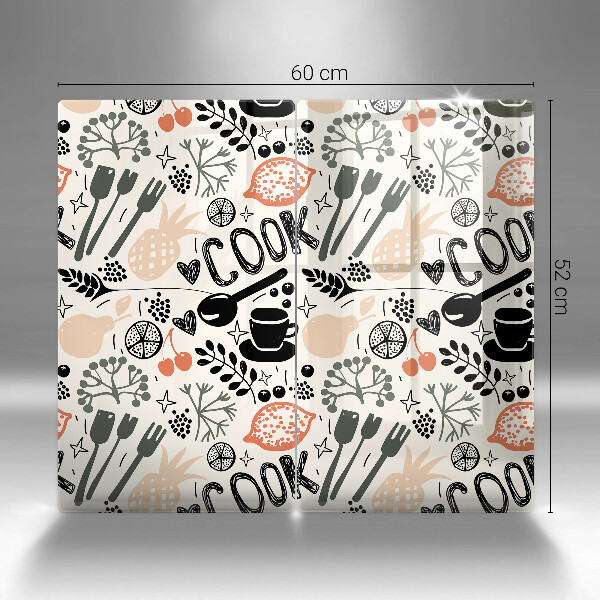 Zaščitna plošča za štedilnik Motiv risane kuhinje