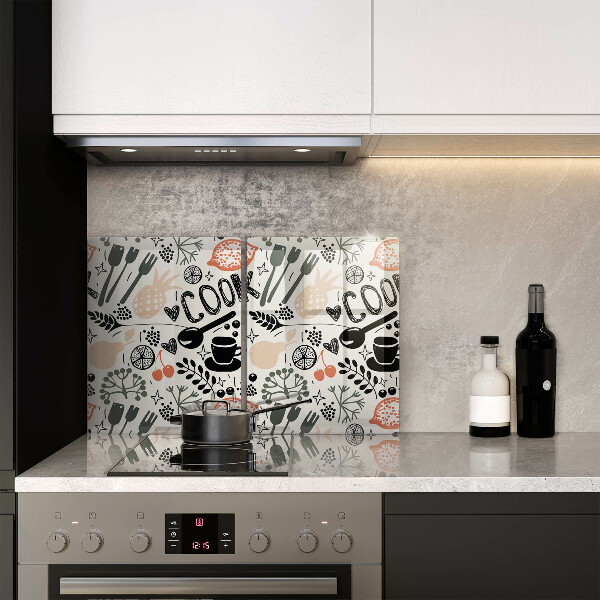 Zaščitna plošča za štedilnik Motiv risane kuhinje