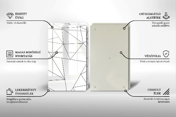 Zaščitna plošča za štedilnik Beli trikotniki