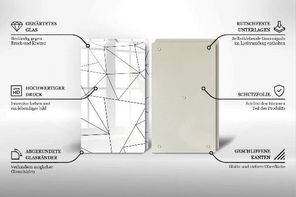 Zaščitna plošča za štedilnik Beli trikotniki