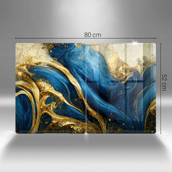 Zaščitna plošča za štedilnik Modri in zlati marmor