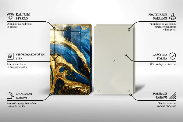 Zaščitna plošča za štedilnik Modri in zlati marmor