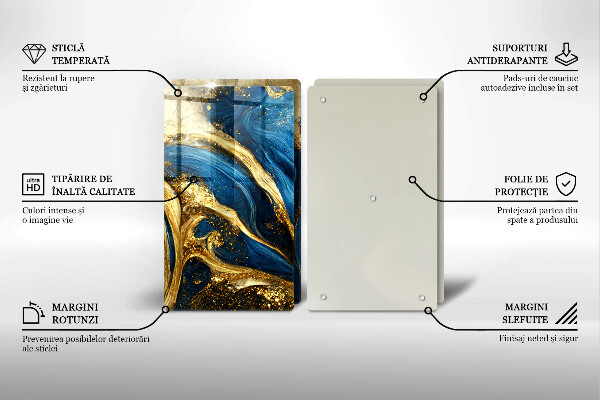 Zaščitna plošča za štedilnik Modri in zlati marmor