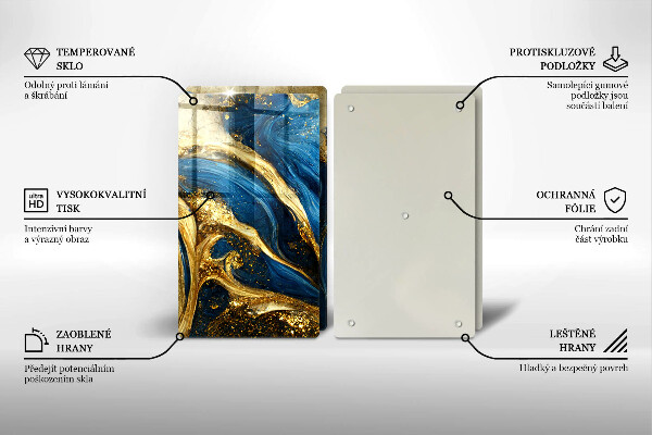 Zaščitna plošča za štedilnik Modri in zlati marmor