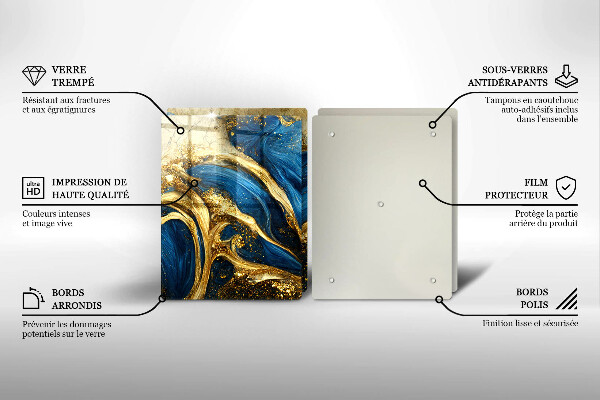 Zaščitna plošča za štedilnik Modri in zlati marmor