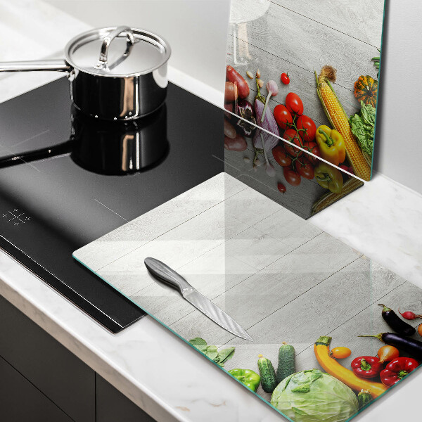 Zaščitna plošča za štedilnik Zelenjava na deskah