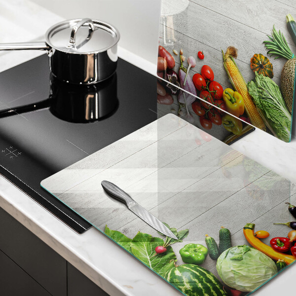 Zaščitna plošča za štedilnik Zelenjava na deskah