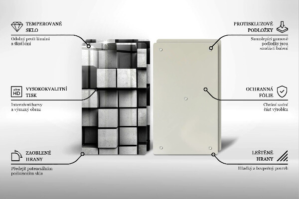 Stenska zaščitna plošča za štedilnik Abstraktni 3D kvadrati