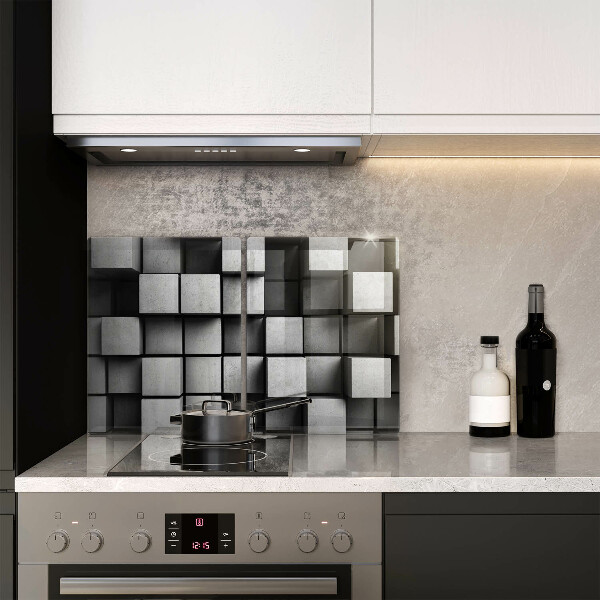 Stenska zaščitna plošča za štedilnik Abstraktni 3D kvadrati