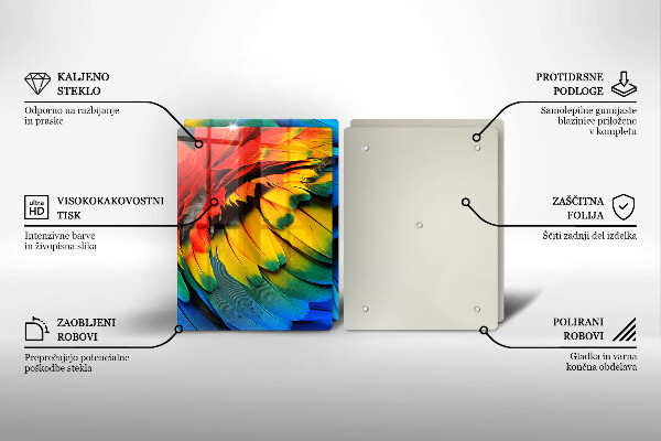 Zaščitna plošča za štedilnik Pisano perje papige