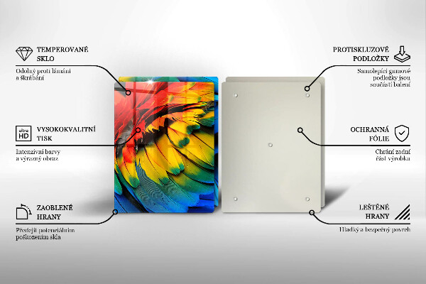 Zaščitna plošča za štedilnik Pisano perje papige