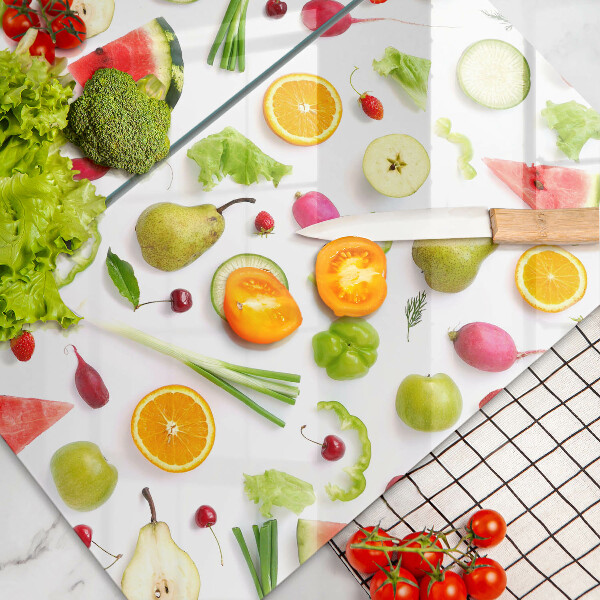 Zaščitna plošča za štedilnik Vzorec sadja in zelenjave