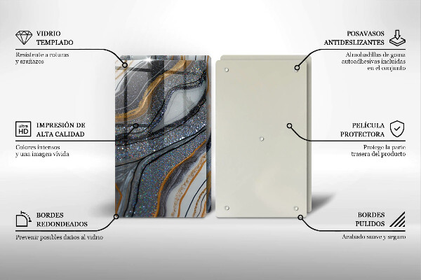 Zaščitna plošča za štedilnik kamen z zlatom