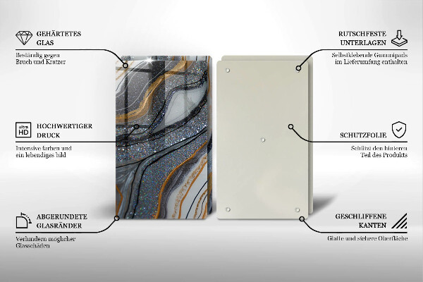 Zaščitna plošča za štedilnik kamen z zlatom