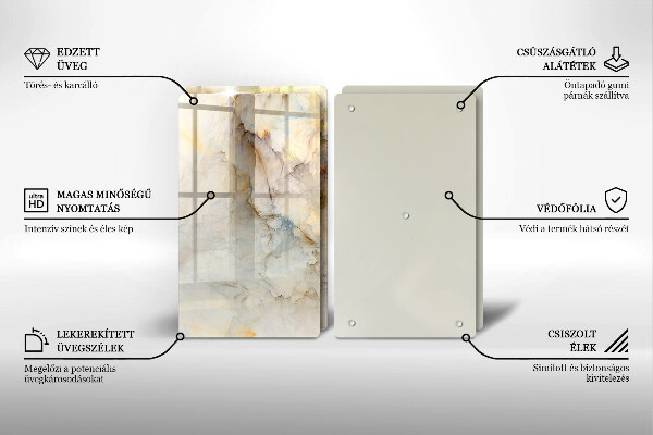 Zaščitna plošča za štedilnik Tekstura marmorja z zlatom