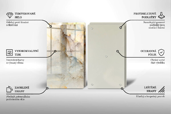 Zaščitna plošča za štedilnik Tekstura marmorja z zlatom