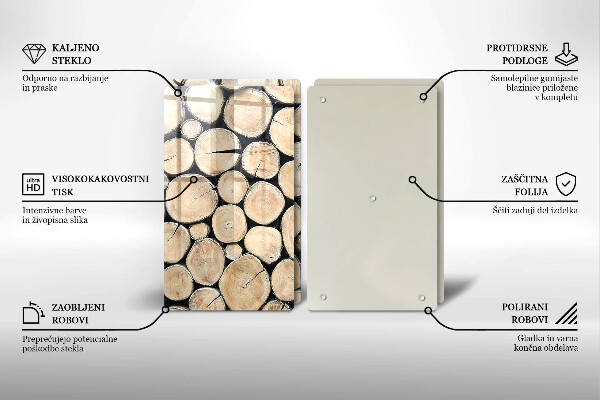 Zaščitna plošča za štedilnik Lesena debla