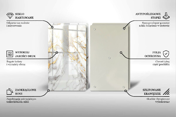 Zaščitna plošča za štedilnik Svetel marmor z zlatom