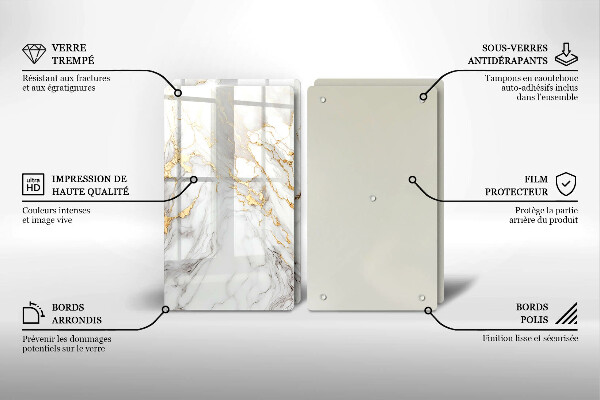 Zaščitna plošča za štedilnik Svetel marmor z zlatom