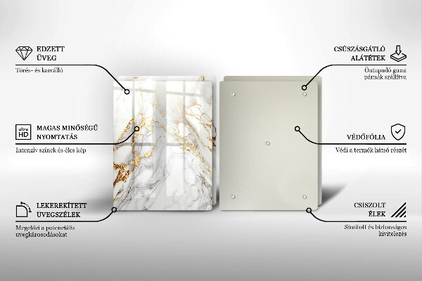 Zaščitna plošča za štedilnik Svetel marmor z zlatom