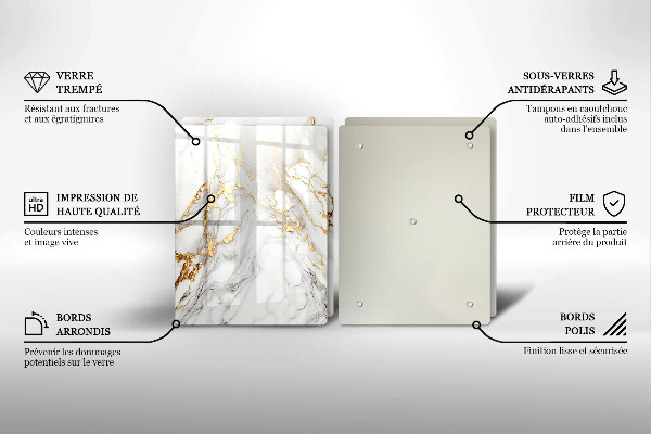 Zaščitna plošča za štedilnik Svetel marmor z zlatom