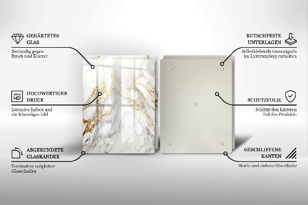 Zaščitna plošča za štedilnik Svetel marmor z zlatom