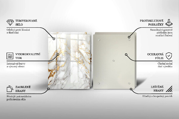 Zaščitna plošča za štedilnik Svetel marmor z zlatom