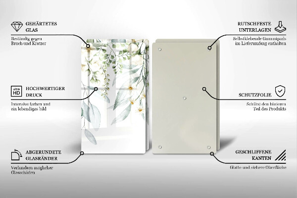 Zaščitna plošča za štedilnik Akvarelne rastline