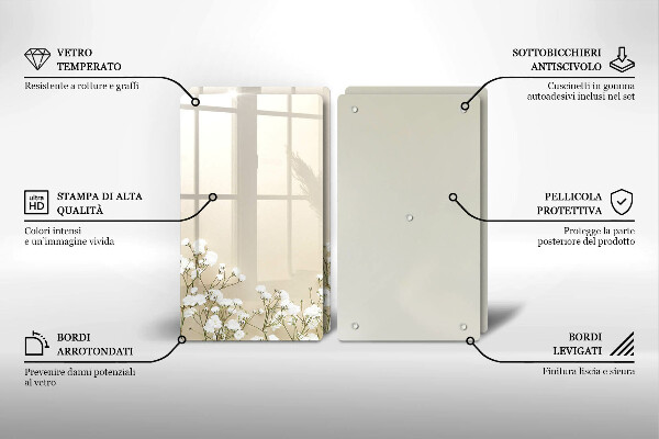 Zaščitna plošča za štedilnik Boho rože iz mavca