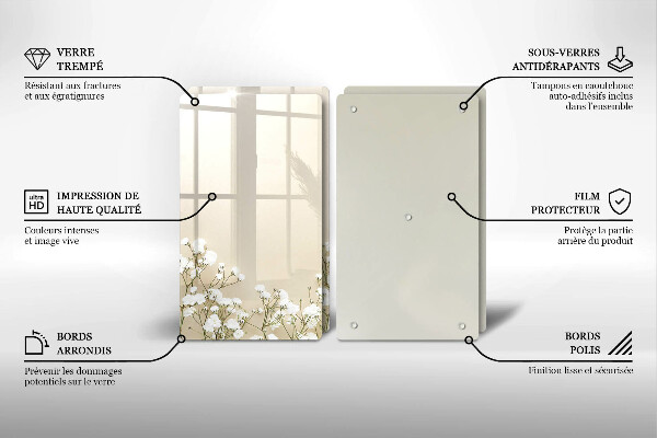 Zaščitna plošča za štedilnik Boho rože iz mavca