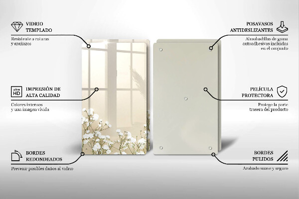 Zaščitna plošča za štedilnik Boho rože iz mavca